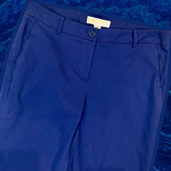 MICHAEL Michael Kors Navy Blue ‘Miranda Mid-Rise Slim Leg Ankle Length Pants’ 4 - Picture 2 of 13
